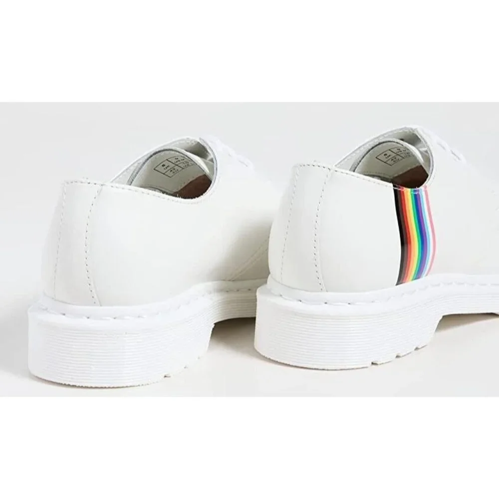 New Dr Martens 27522 White Smooth Leather Pride Oxford Shoes Men 9